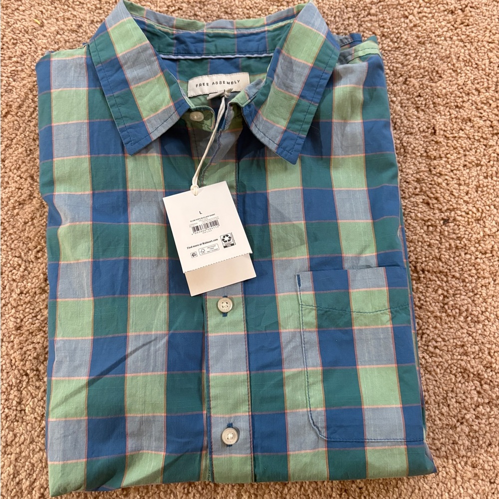 Blue and Green Checkered Men's Shirt